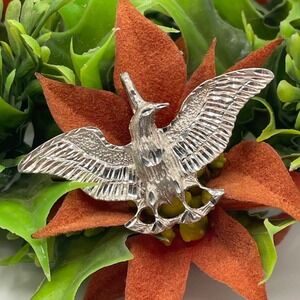 VTG 925 Sterling Silver Diamond Cut Eagle Pendant Large Bird of Prey Charm